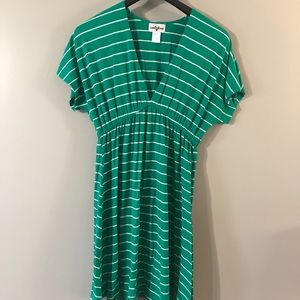 Green striped dress